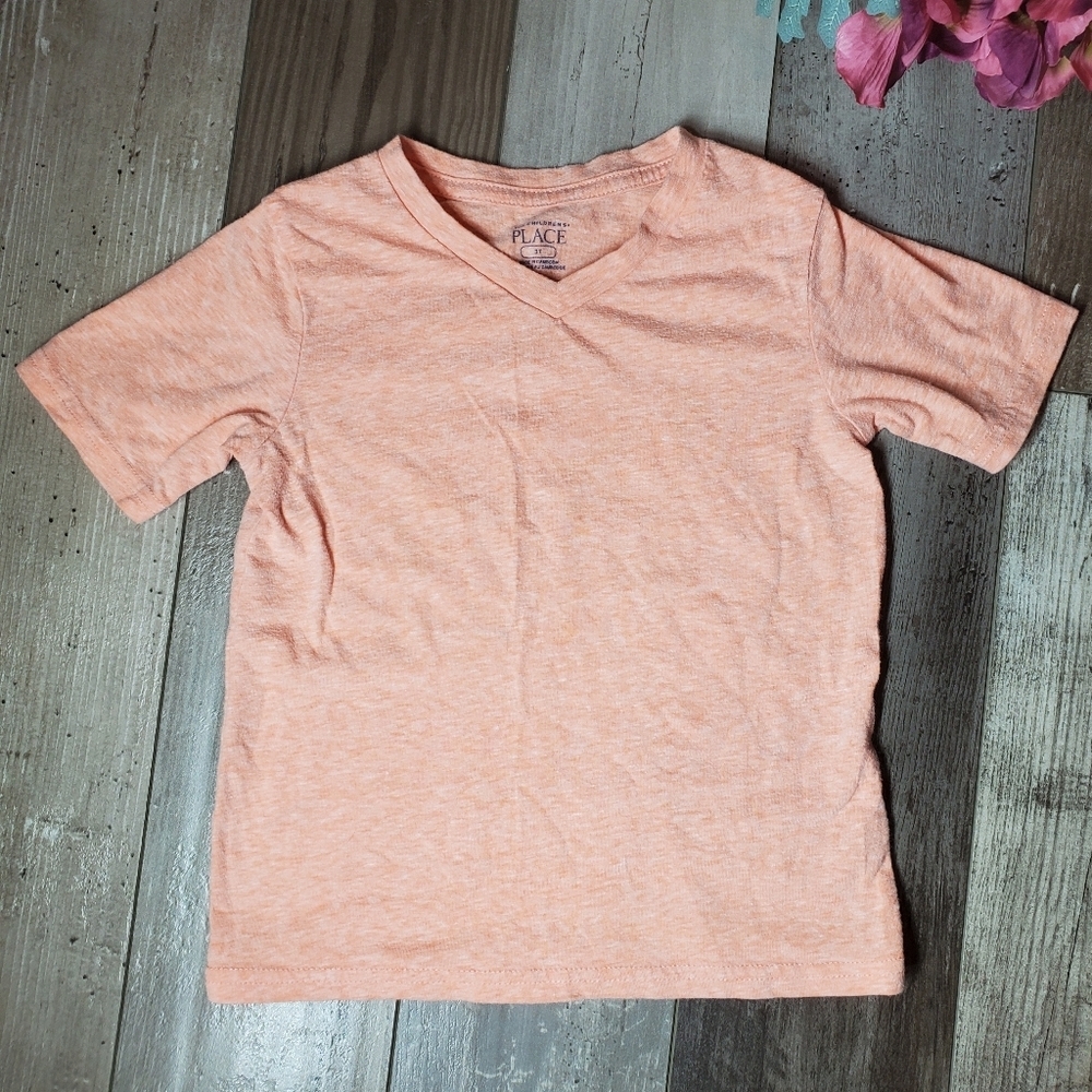 The Children's Place Orange V-Neck Casual T-Shirt Size 3T Toddler Boy